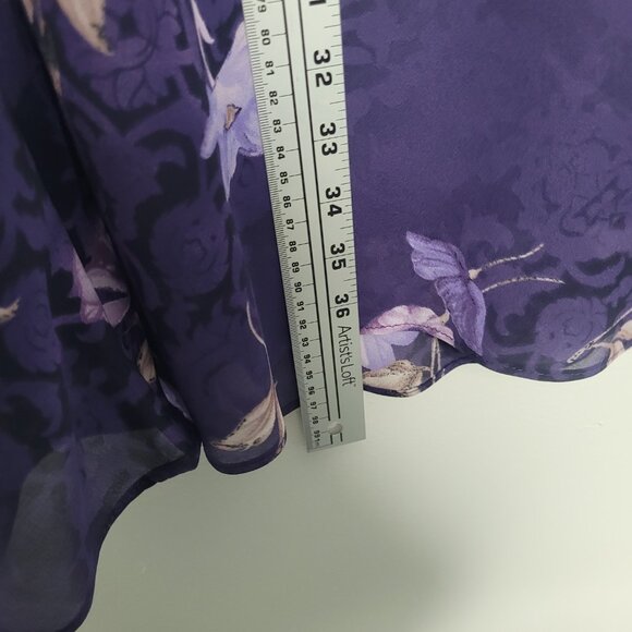 Vintage 90s y2k purple floral pull on maxi grunge whimsy dramatic skirt 18w - Picture 6 of 6